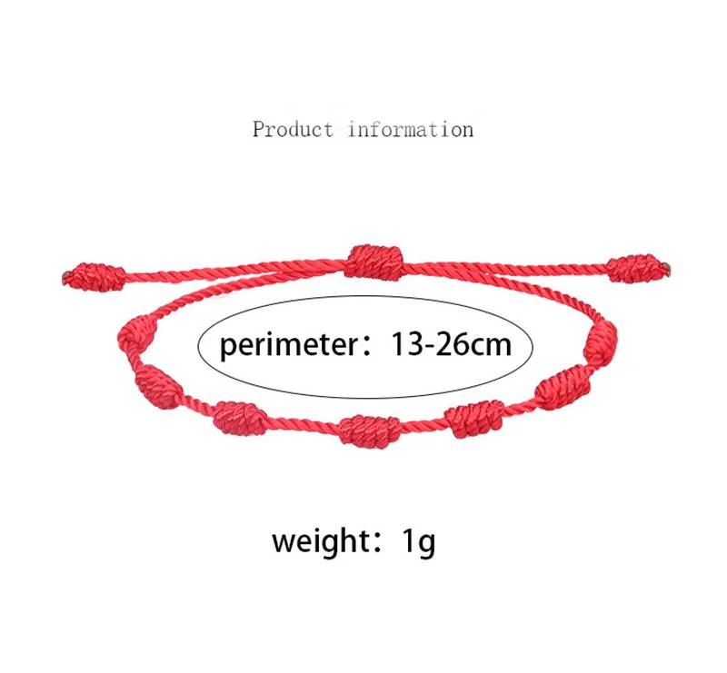 24pcs Handmade Black And Red Couple Lucky 7 Knots Bracelets