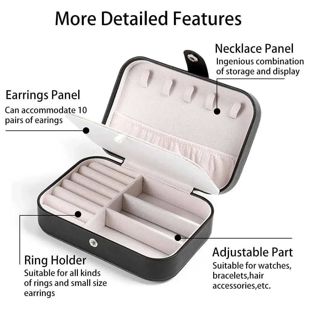 Jewelry Storage Box Display Desktop Drawer Earrings Necklace Ring Holder Pink Letter Flower Print PU Leather Jewelry Organizer