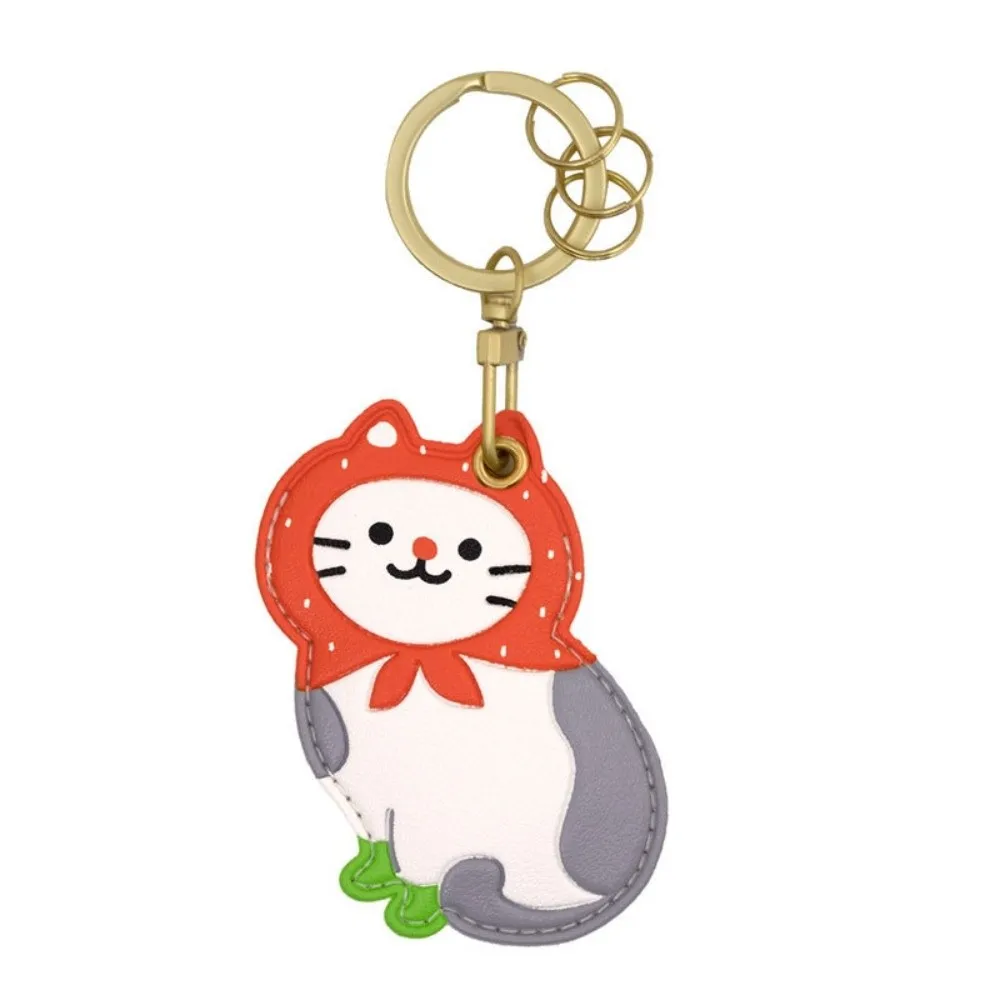 جميل الفاكهة كيتي حامل بطاقة الوصول Maneki-neko الجلود فورتشن القط قلادة كيرينغ البرتقال الخوخ بطاقة التحكم في الوصول قلادة