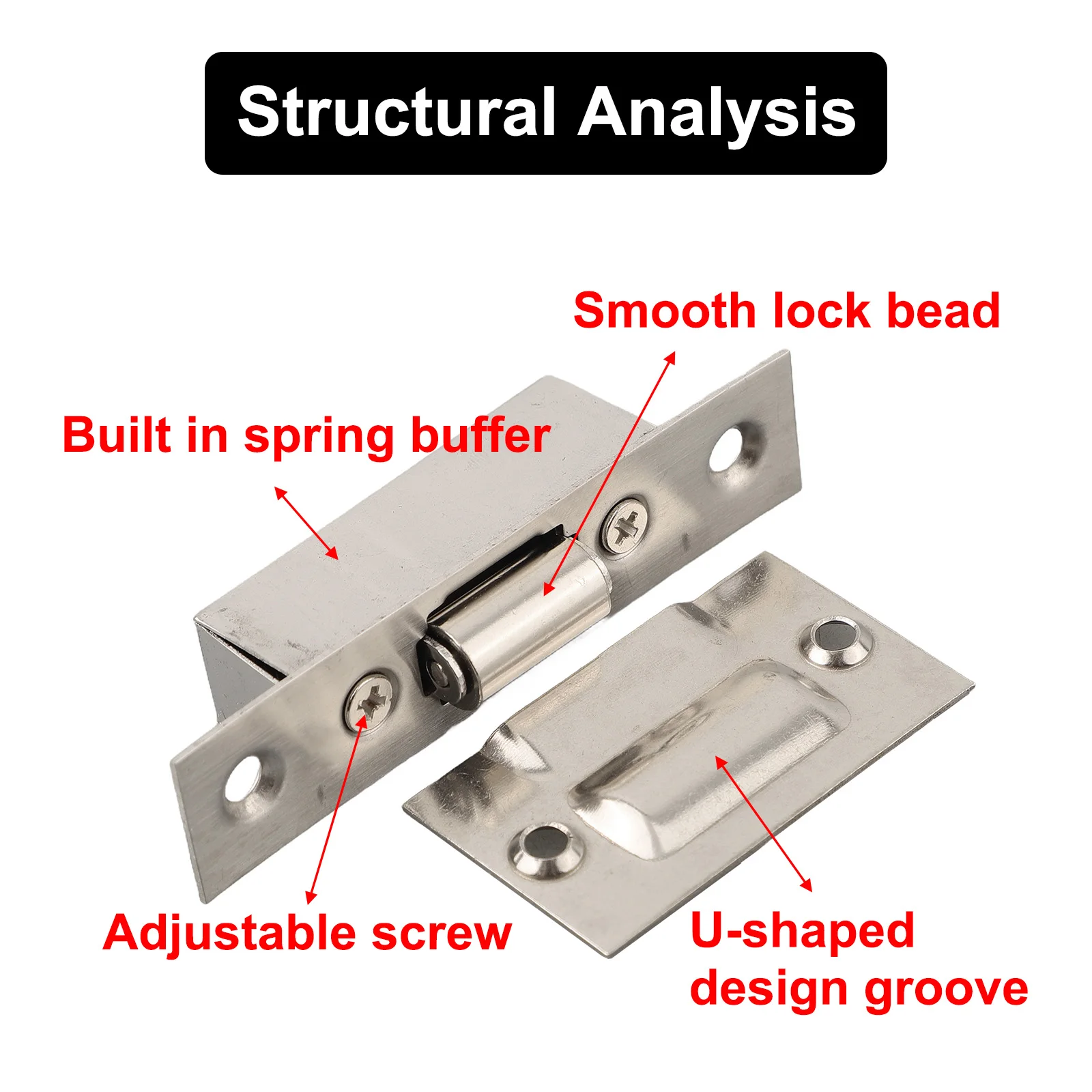 Stainless Steel Invisible Door Lock Roller Catch for KTV and Room Doors Featuring Seamless and Silent Operation