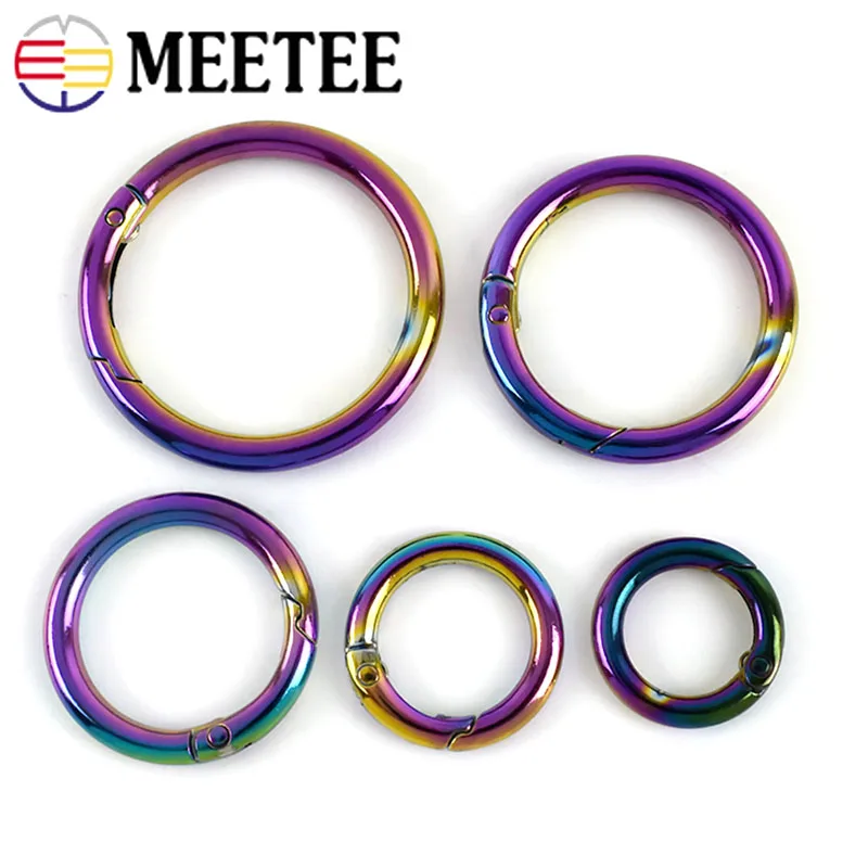 5/10Pcs Rainbow Metal O Ring Spring Clasp Openable Carabiner Keychain Connector Clip Buckle Handbag Bag Strap Dog Chain Hardware