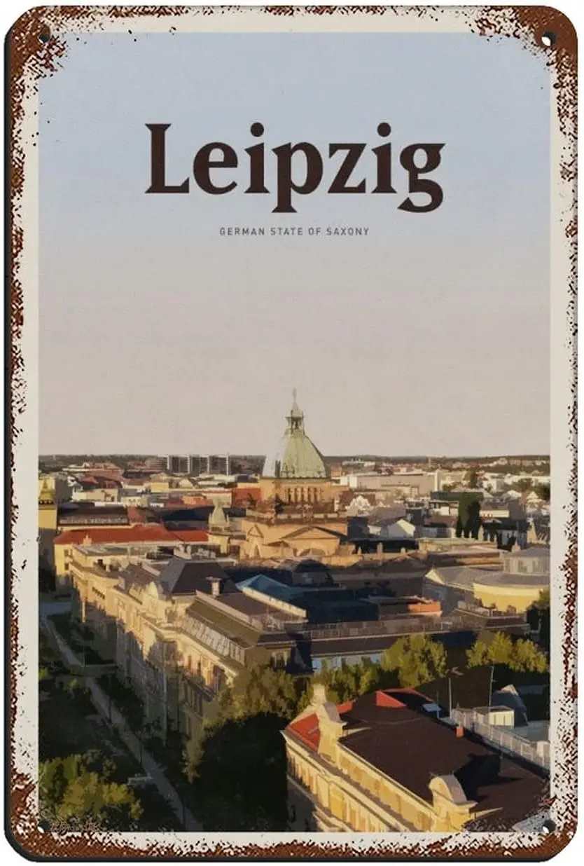 

ANJUJU Leipzig Vintage Travel Poster Retro Poster Metal Tin Sign Chic Art Retro Iron Painting Bar People Cave Cafe Family Garage