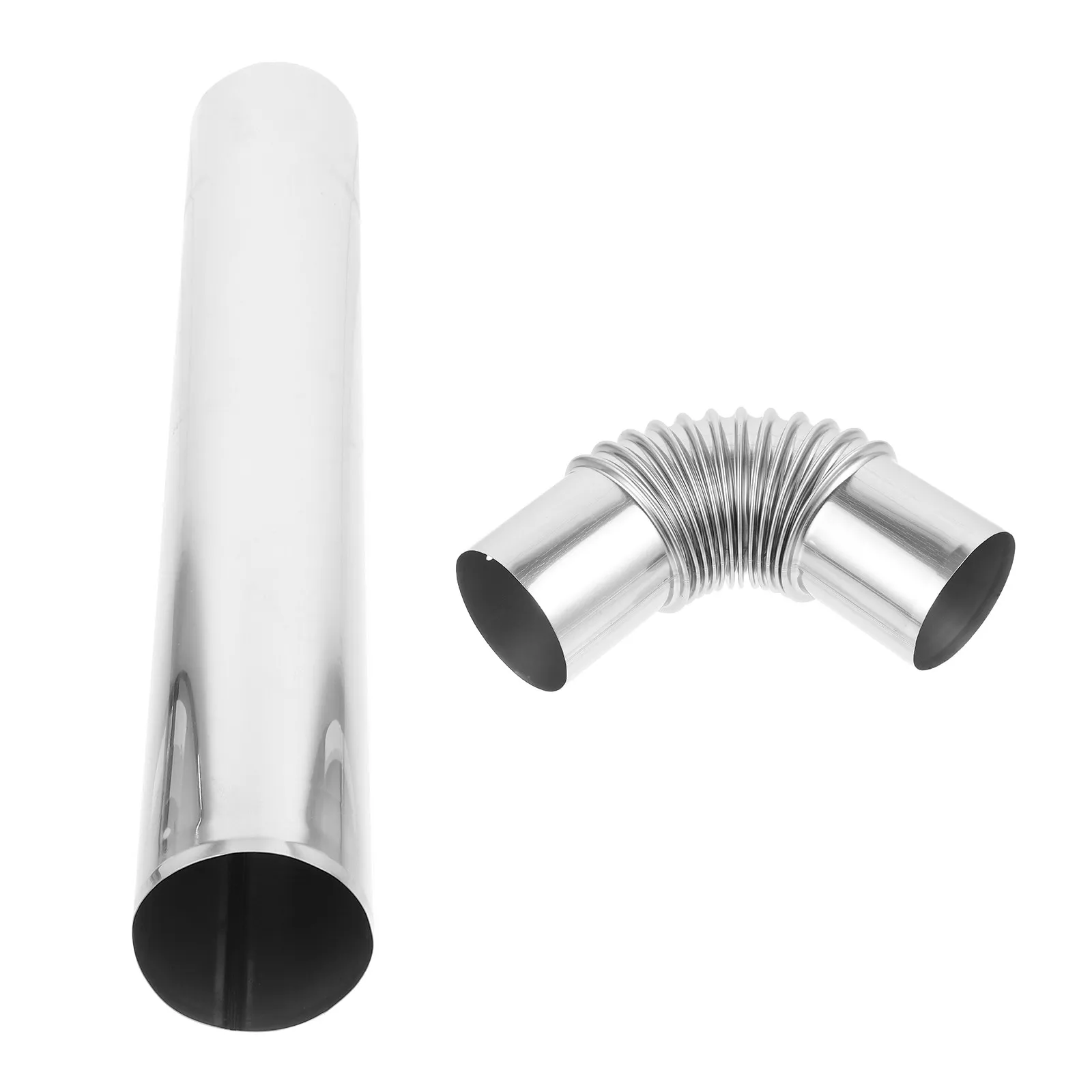 

1Set Stainless Steel Vent Straight Tube Elbow Connector for Wood Stove Chimney Flue Metal Exhaust Pipe Efficient