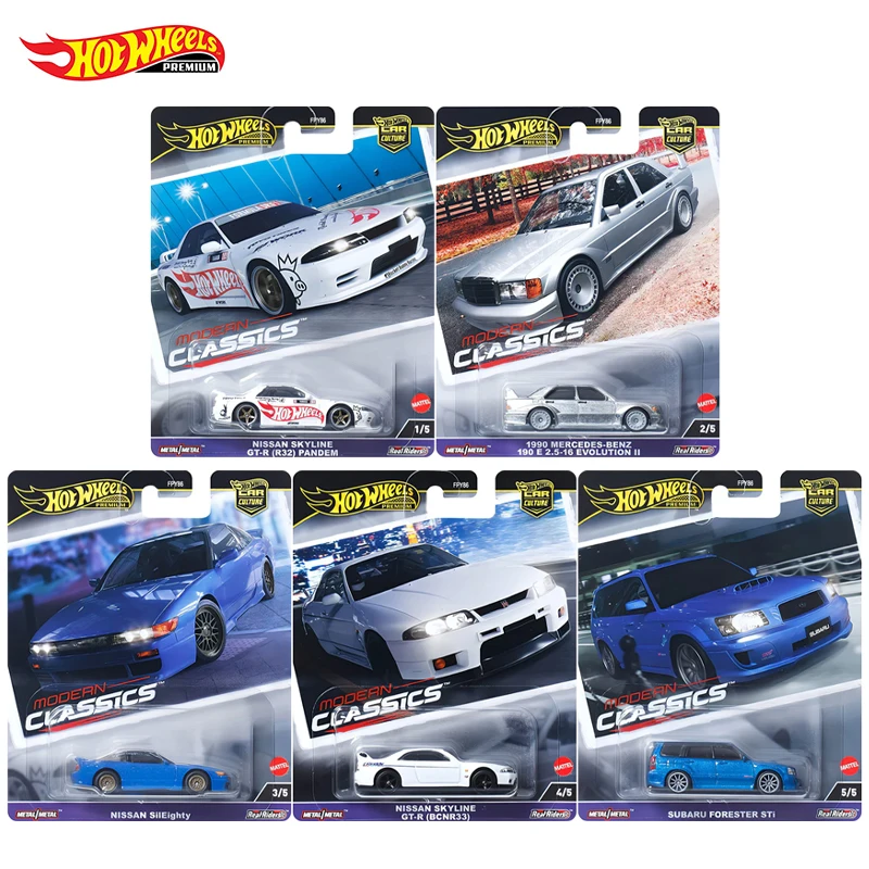 Hot Wheels Premium Car Culture Premium Classici moderni Nissan Skyline Pandem Subaru Forester STI Benz 190E 1/64 Modello giocattolo FPY86