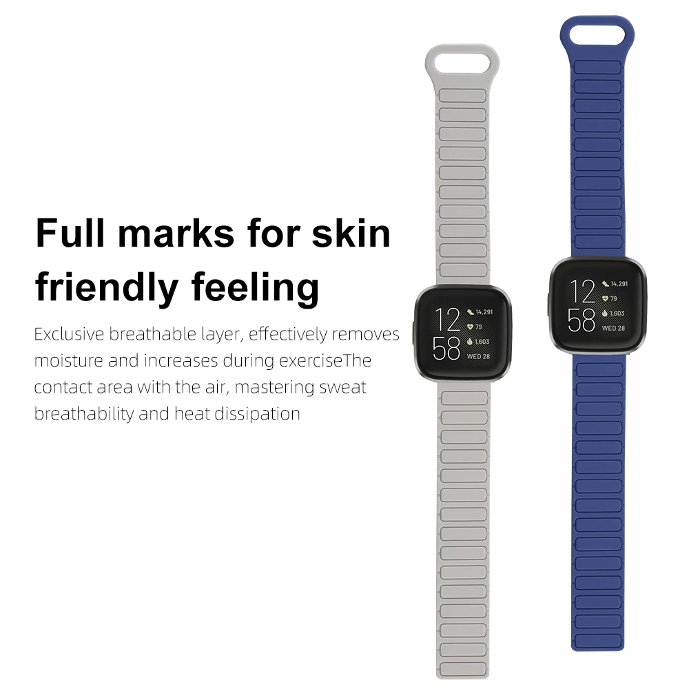 22mm banda magnética para fitbit versa 1 2 3 estilo armadura liberação rápida leve silicone esporte pulseira de relógio inteligente para homem mulher