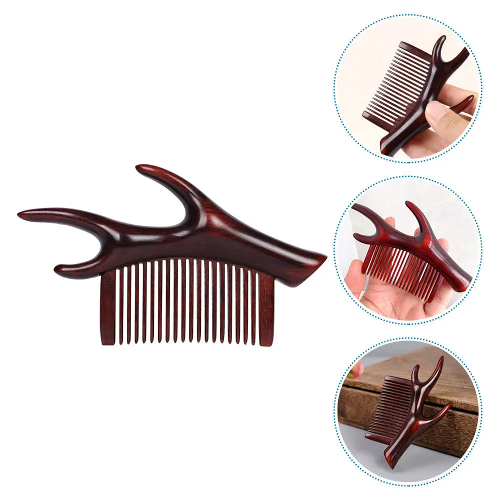 Wooden Antler Comb Creative Wide Tooth Hair Comb Scalp Massage Detangler Hair Styling Tool Portable Gift for Women