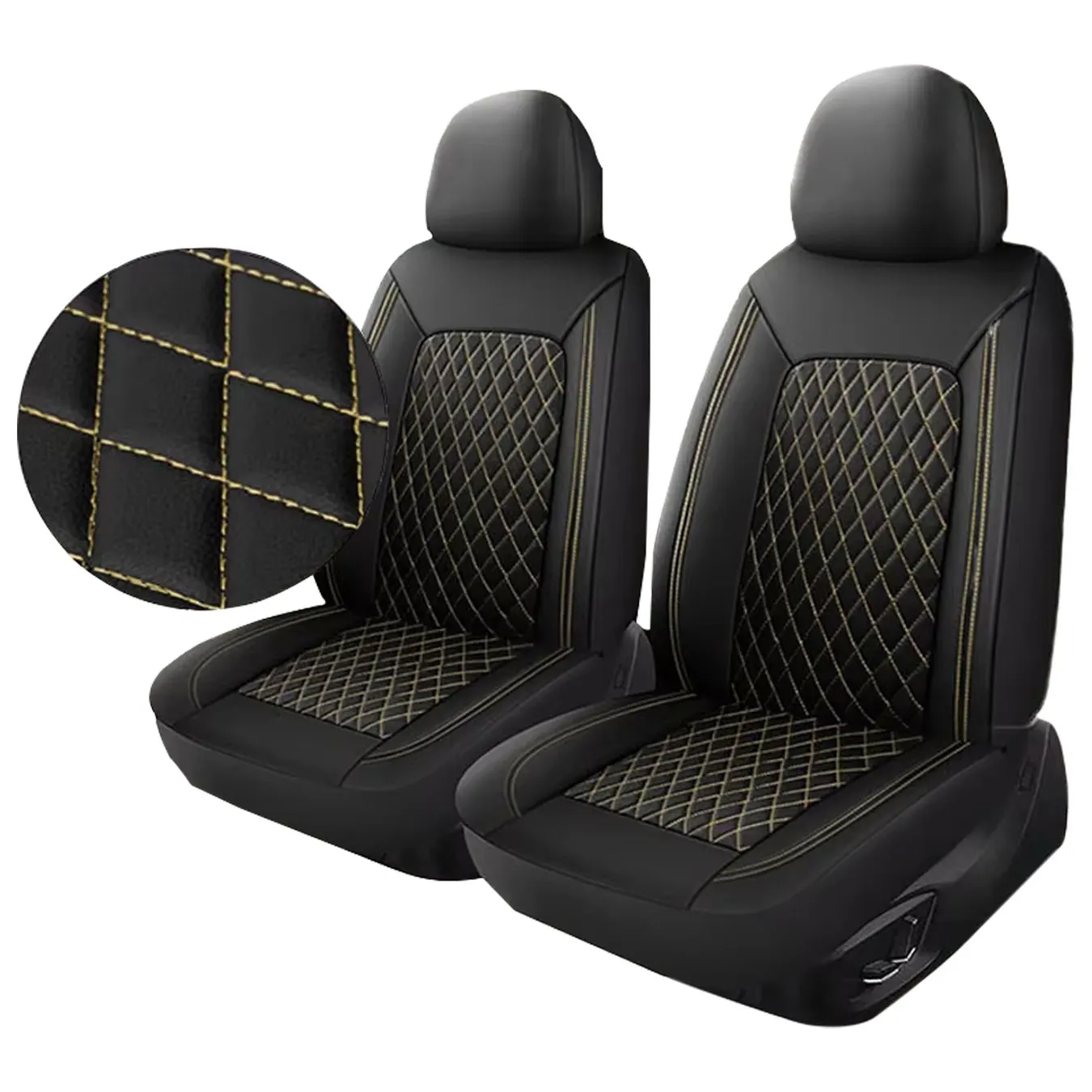 All-Season Quilted Faux Leather Car Seat Covers Universal Fit Most Cars image 3