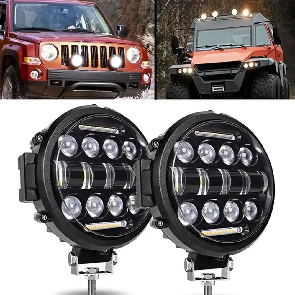 7-Zoll-LED-Arbeitsscheinwerfer, universeller Fahrlichtstrahler, Nebelscheinwerfer für Jeep, 4x4, SUV, UTV, ATV, Offroad, Boot, Traktor, LKW, Fahrzeug – Detail 1