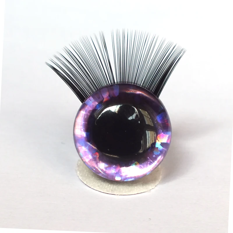 20pcs Toy Eyes With Eyelash 12-30mm Eyelashes 3D Safety Glitter Toy Eyes Eyelash For DIY Plush DIY Doll Making