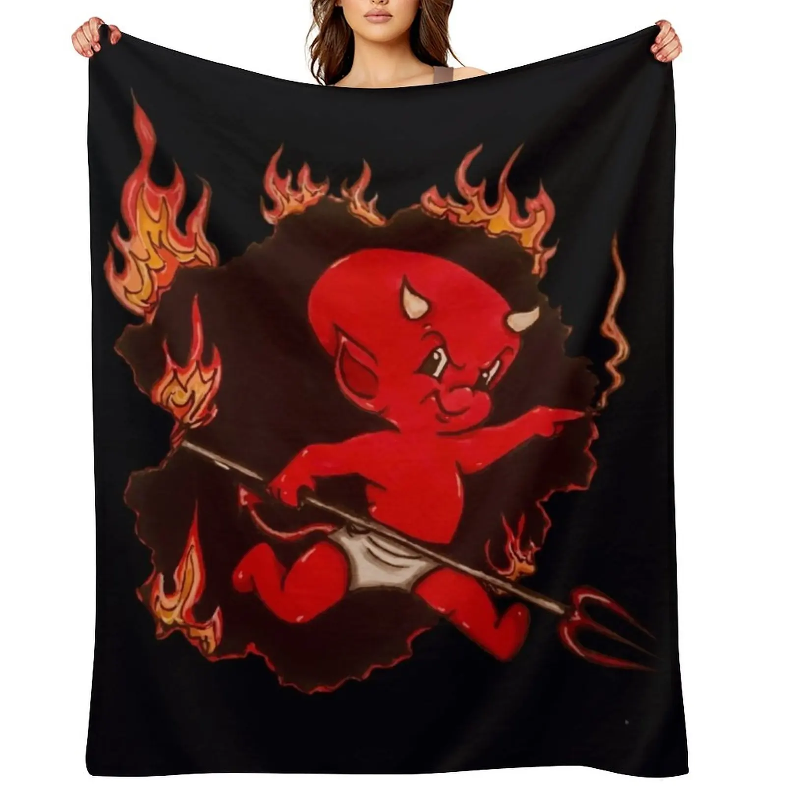 Manta Decorativa Lil' Devil Hot Stuff para Sofás, Cálida y Lujosa