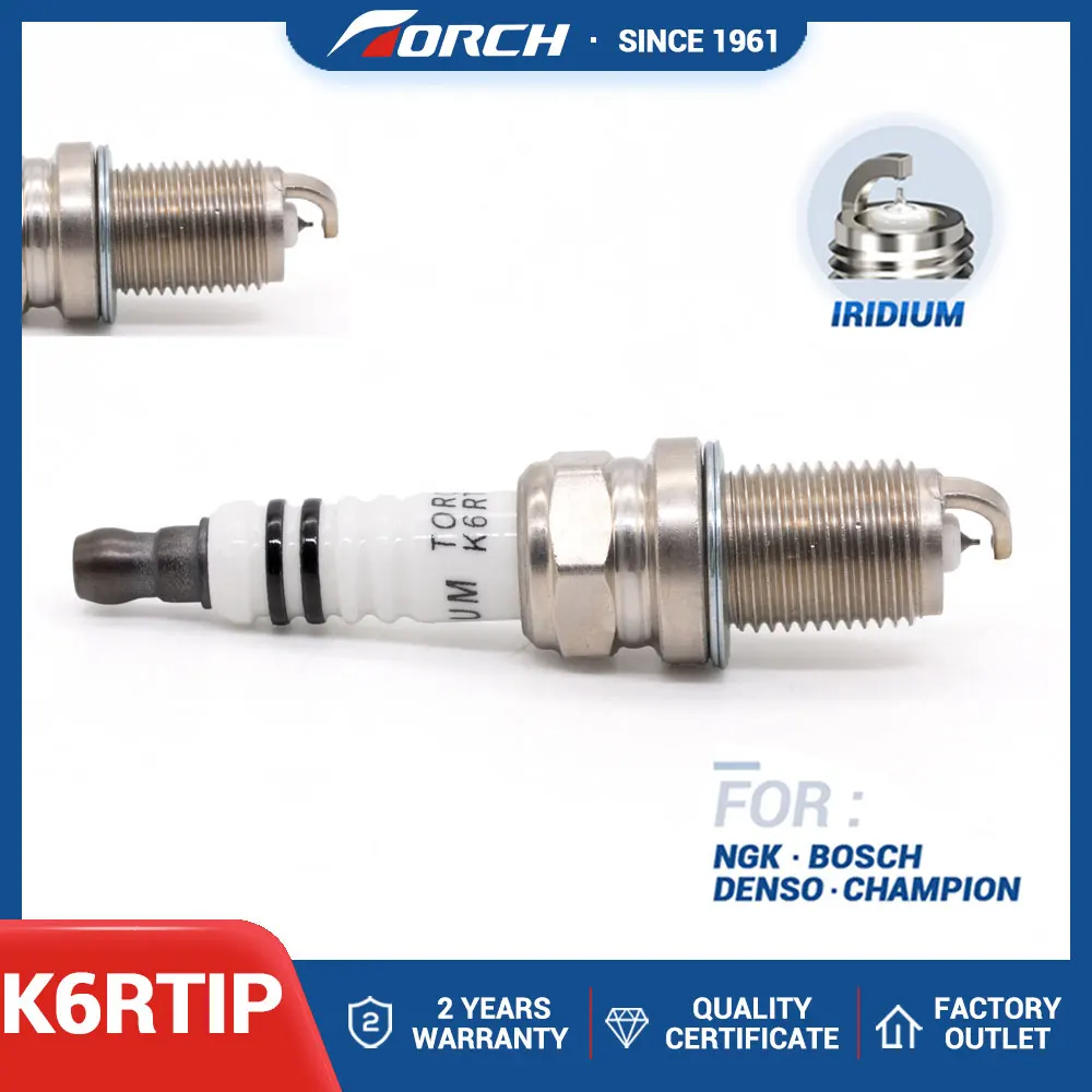 

1PCS Иридиевая платиновая свеча зажигания TORCH K6RTIP Замена для Changan CS75 K002-1600 3707010-A02 FR7KPP33+ 0242236564 Автозапчасти