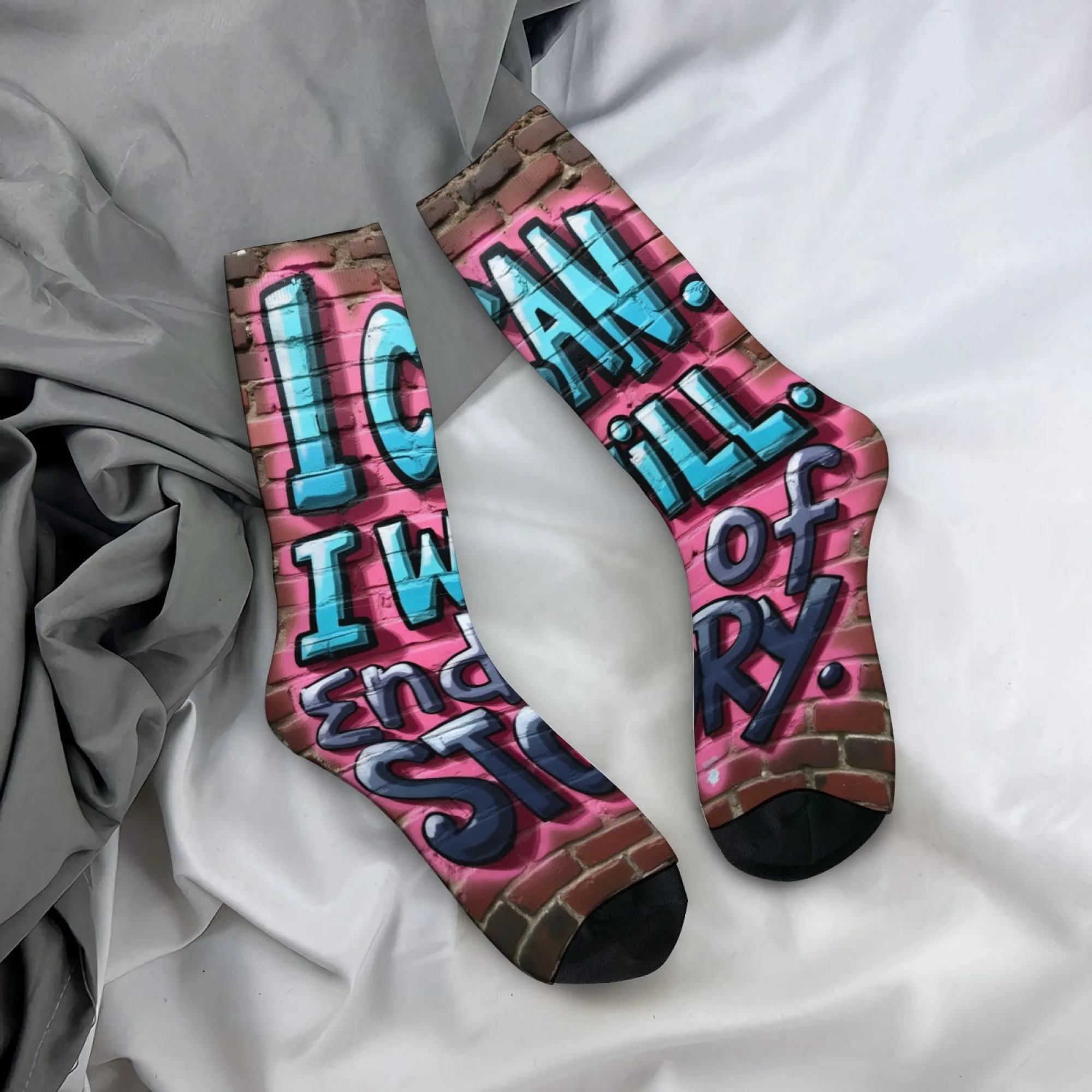 Novelty retro graffiti wall spray-painted print men's socks, comfortable, breathable, non-slip socks, perfect for a crazy party!
