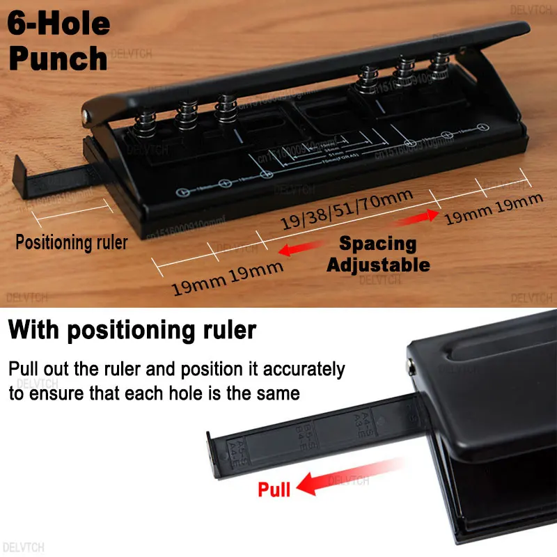 Imagem -03 - Heavy Duty Metal Punch Buracos Handheld Perfurador de Papel de Folha Solta Faça Você Mesmo para Notebook Diário Encadernação do Escritório a3 a4 a5 b4 b5 Ajustável