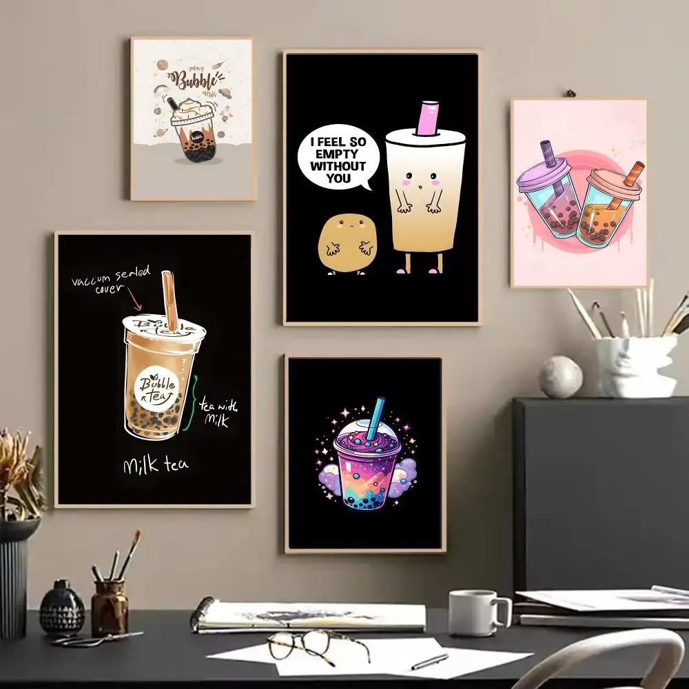 Creamy Milk Tea Poster Painting Wall Art for Living Room Home Gifts Decor Mural