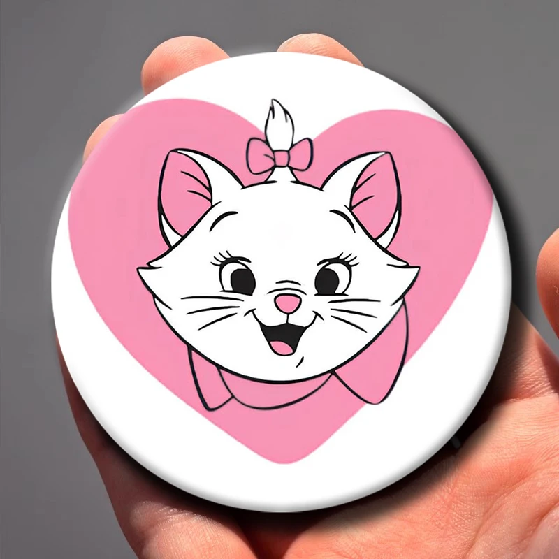 58mm 1PC Mary Cat Aristocats Cute Anime Figure Icon Badge Handmade Tinplate Brooch For Backpack Clothes Chest Ornament Gifts