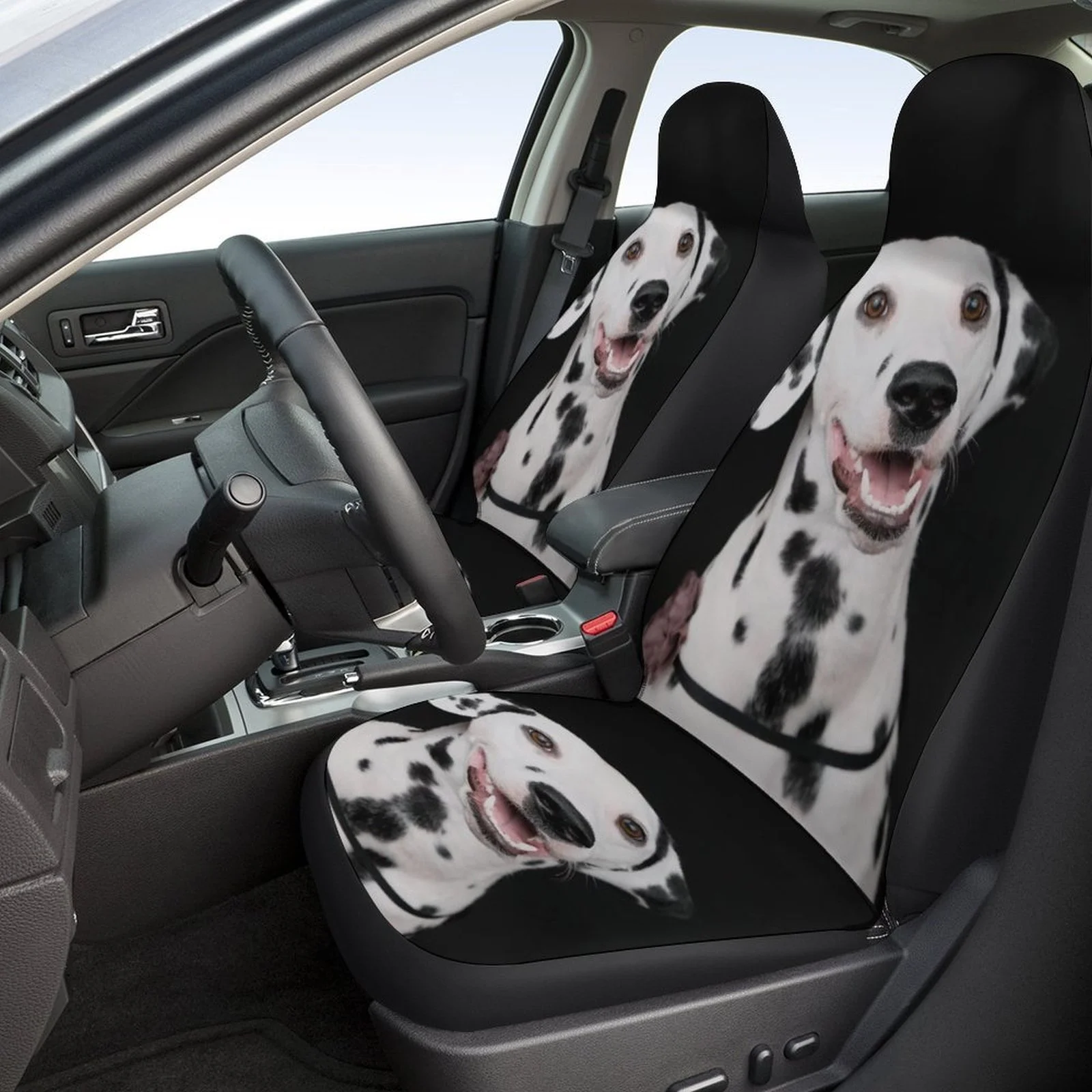 2pcs Of Breathable And Non-Slip Car Front Seat Covers Featuring Cute And Playful Animal Designs, Including Dogs