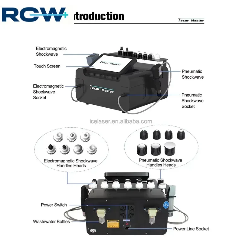 RCW and Pneumatic Portable Shockwave Therapy Machine Radial ESWT Extracorporeal Shock Wave Physiotherapy Equipment