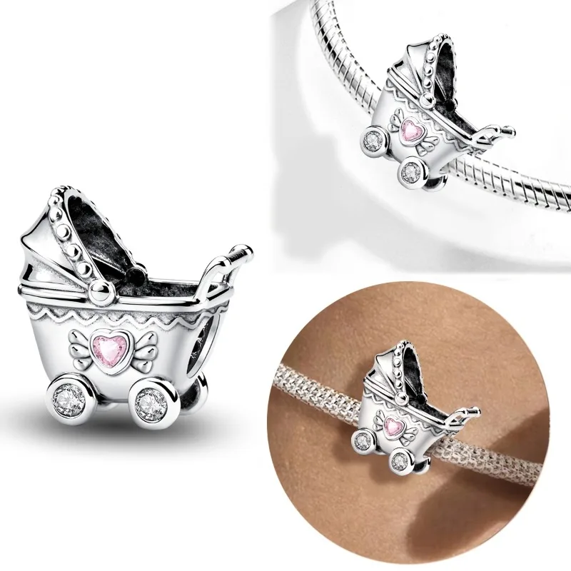 925 Silver Plated Baby Stroller Basketball Jersey Charms Beads Fit Original  Bracelets Bangles High Quality Jewelry Gift
