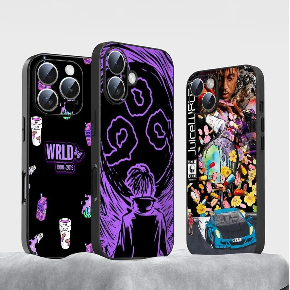 כיסוי טלפון מעוצב בעיצוב Juice Cool 999 Wrld ל-iPhone 16 15 14 13 12 11 Plus Mini Pro Max בצבע שחור רך ועמיד בפני זעזועים