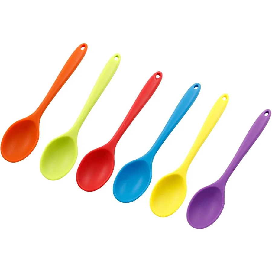 

6 Pcs Small Silicone Spoons for Cng Heat Resistant Kitchen Utensils Cng Kitchen Spoon for Mixing Baking Solid Red Green Yellow