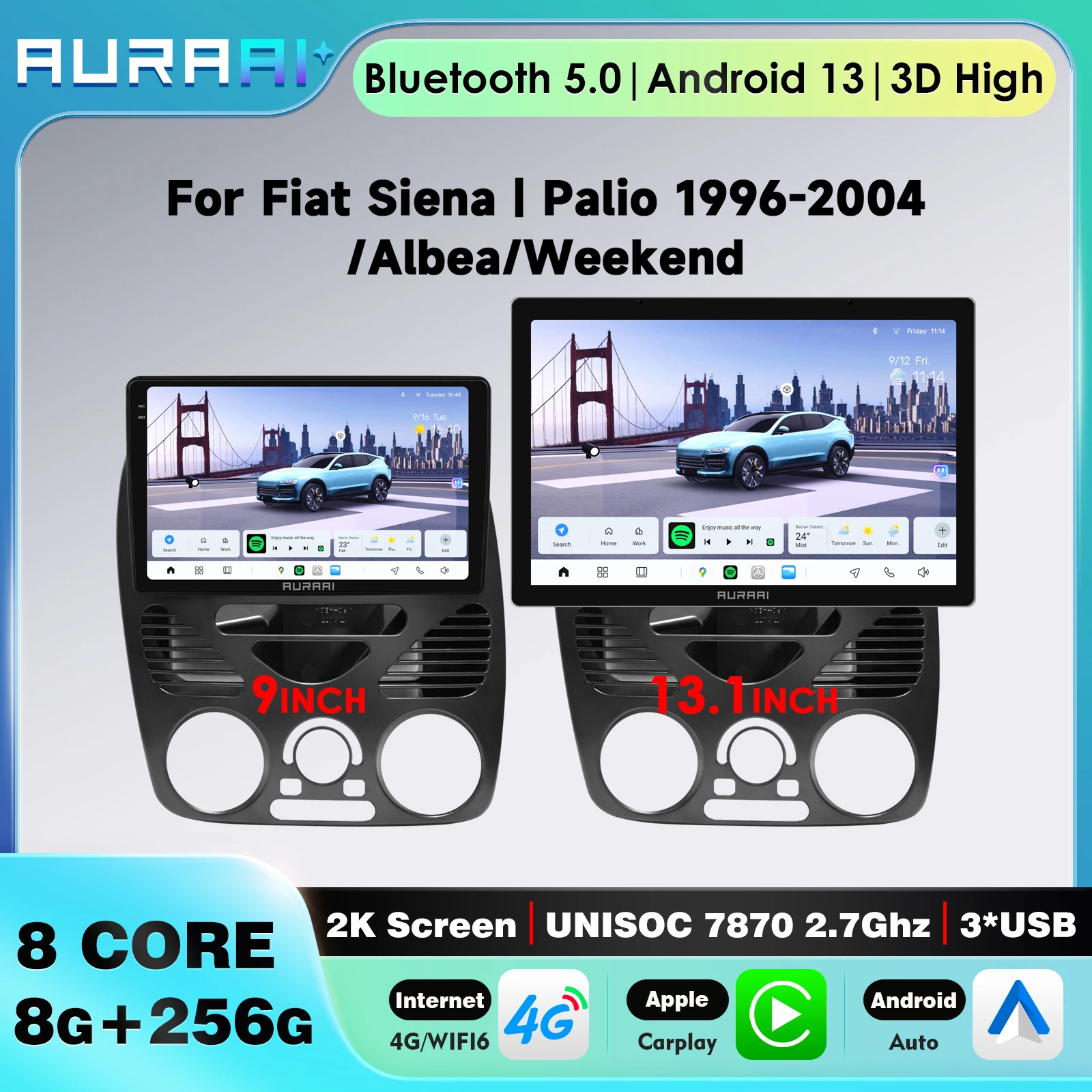 Rádio Automotivo Carplay Android para FIAT Siena Palio 1996-2004 / Albea 2002-2004 / Weekend 2002-2005 Multimídia Automotiva GPS 2din Autoradio