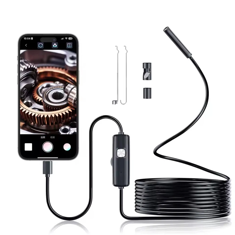 Endoscope USB pour téléphone Android OTG, caméra serpent d'inspection endoscopique 5.5mm, étanche IP67 avec 6 lumières LED pour Type C