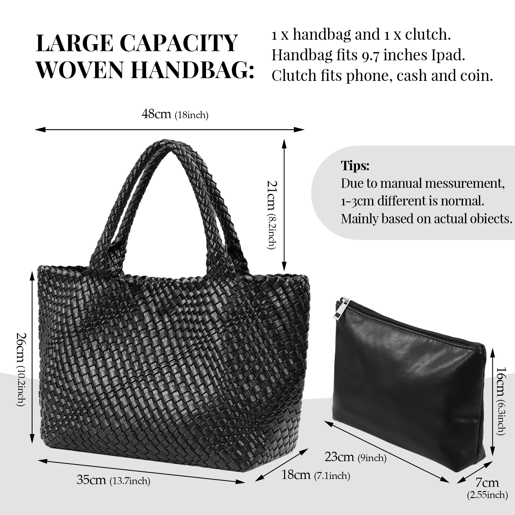 Woven Bags for Women Fashion Top Handle Shoulder Bag Soft Vegan Leather Work Shopper Summer Beach Travel Tote Bag with Purse