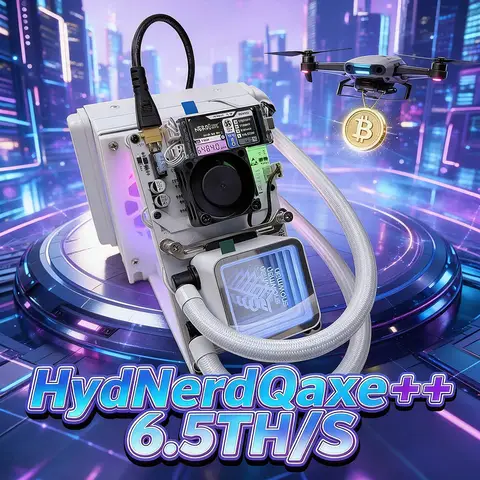 HydNerdQaxe++ Hydro 6.5TH/s Rev 6.1.5 110W White BTC Miner Crypto Machine Open-Source Miner Nerdqaxe With PSU