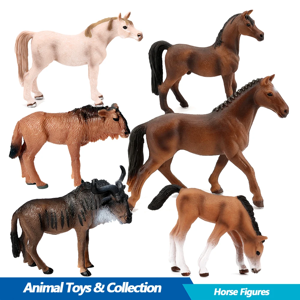 Zebra Wildebeest Gnu Modelli di cavalli di plastica Figurine di animali della fauna selvatica Action Figure giocattolo Regali per bambini Decorazioni da collezione educative