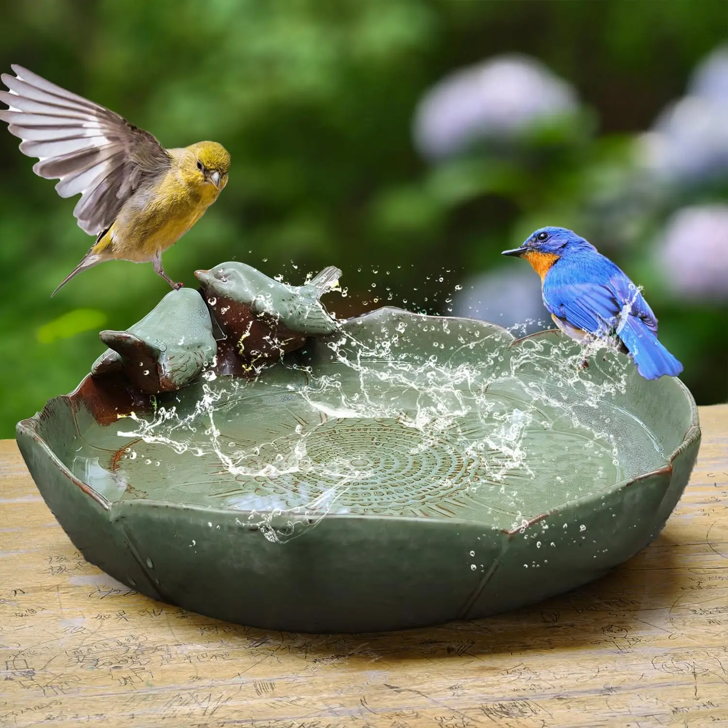 Outdoor Bird Bath Ceramic All Season Neutral