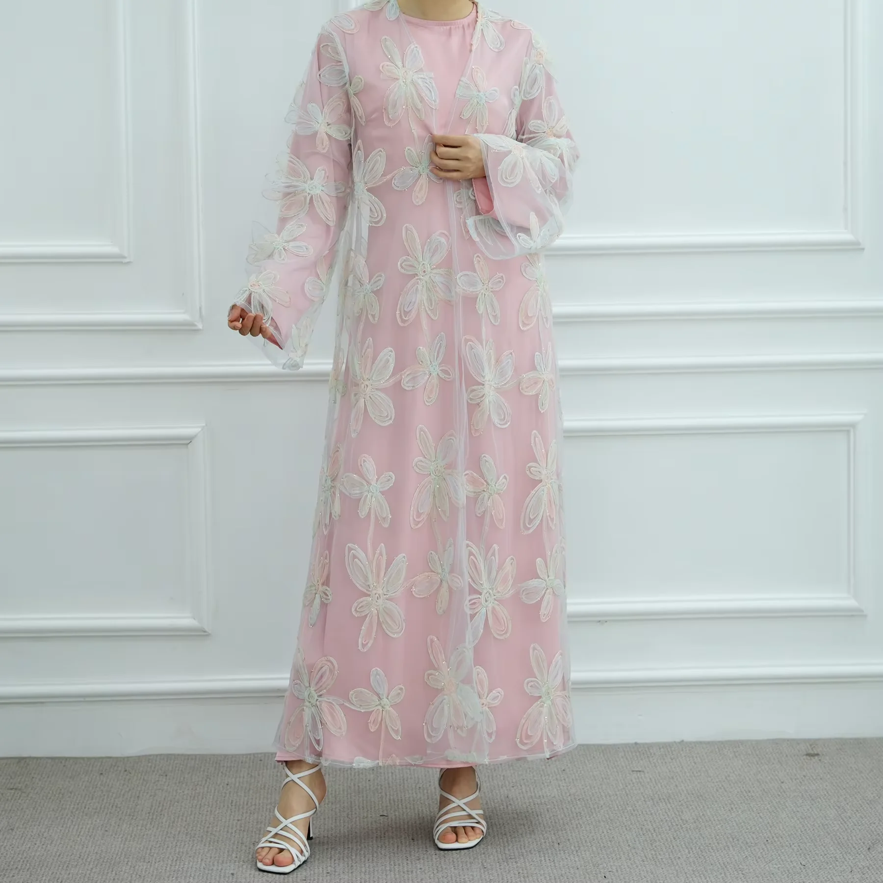 

Кимоно-кардиган с вышивкой для Ид, кебая, джалабия, открытая абайя в стиле Дубай, женское мусульманское платье, турецкий кафтан, кебая, кафтан, марокканский женский наряд