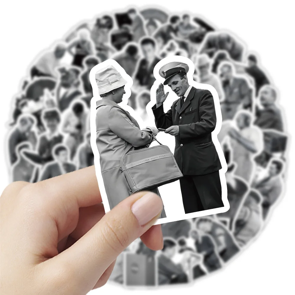 

10/30/60PCS Cartoon People Doing Black White Sticker DIY Phone Laptop Luggage Skateboard Graffiti Decals Fun for Kid