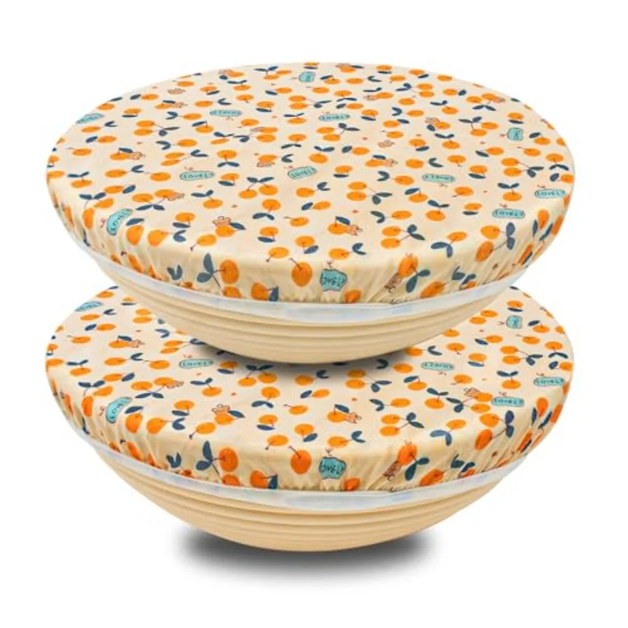 

Reusable Beeswax Bowl Covers 2 Large Elastic Cotton Cloth Sourdough Food Cover for Bread Proofing Baskets and Large Mixing Cont