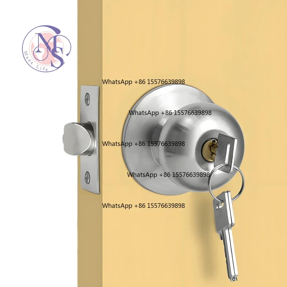 ZOCI-FOR Keyed Entry Round Door Knob with Lock, Stainless Steel Interior Exterior Door Lock for Bedroom Bathroom