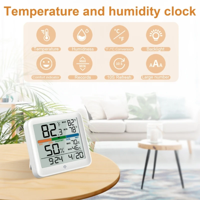 Multifunctional Temperature & Humidities Meter with Large Screen Suitable For Home Garages & Greenhouses Environment
