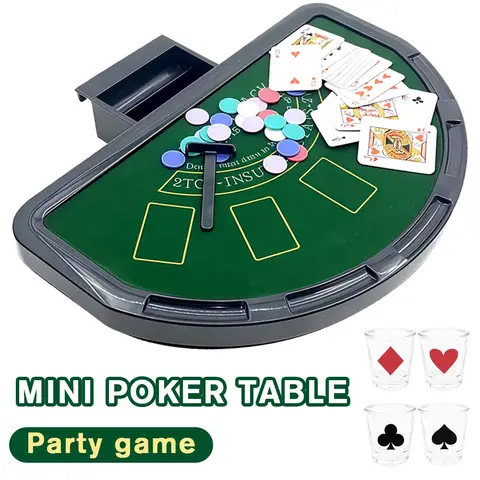 Mini Poker Table Set with Chips & Playing Cards Portable Casino Drinking Game for Bar Party Entertainment Social Gathering Props