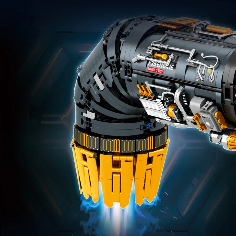 มีสินค้าในสต็อก ชุดตัวต่อ MOC เครื่องยนต์จำลองไฟฟ้า F35B ของเล่นประกอบแบบจำลองสำหรับเด็ก ของขวัญวันเกิด