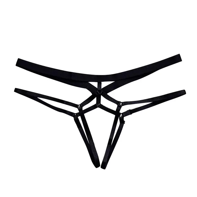 Beautiful Buttock Thongs Women Sexy Cross Bandage Briefs Panties Transparent Lace-Up T-string Pants Large Beautiful Buttocks