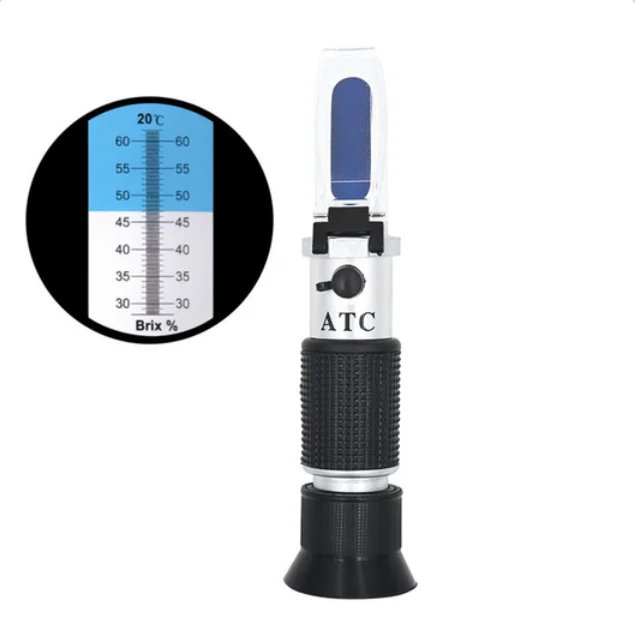 HandHeld 28-62% Sugar Refractometer ATC Brix Tester Sugar Meter High Concentration Densimeter for Fruit Sauce Juice Jam Drinks