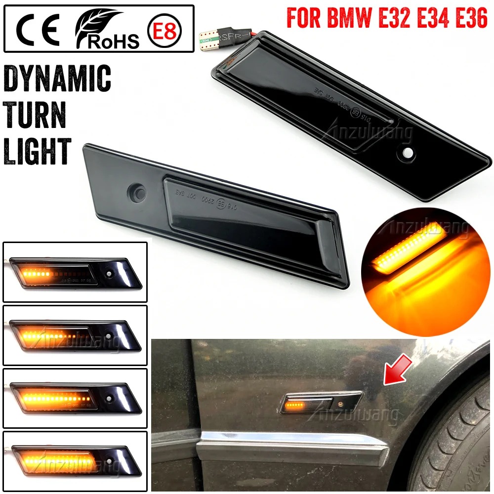 

Car LED Flashing Sequential Dynamic Turn Signal Side Marker Lamp For BMW E30 E32 E34 E36 Led Light 1990-1996 3 5 7 Series
