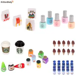 8PCS/10PCS Miniature Coffee Yogurt Rice Ice Cream Fruit Jam Bottle Nail Polish Pretend Food For Dollhouse Play Accessories