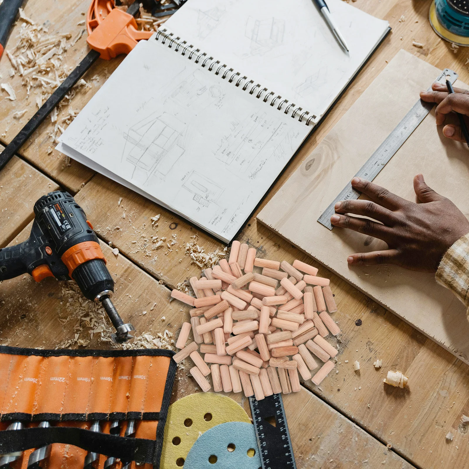 

100Pcs Wooden Dowels Craft Sticks Reliable Support Groove Design Easy Install Wooden Dowel Dowels for Crafting