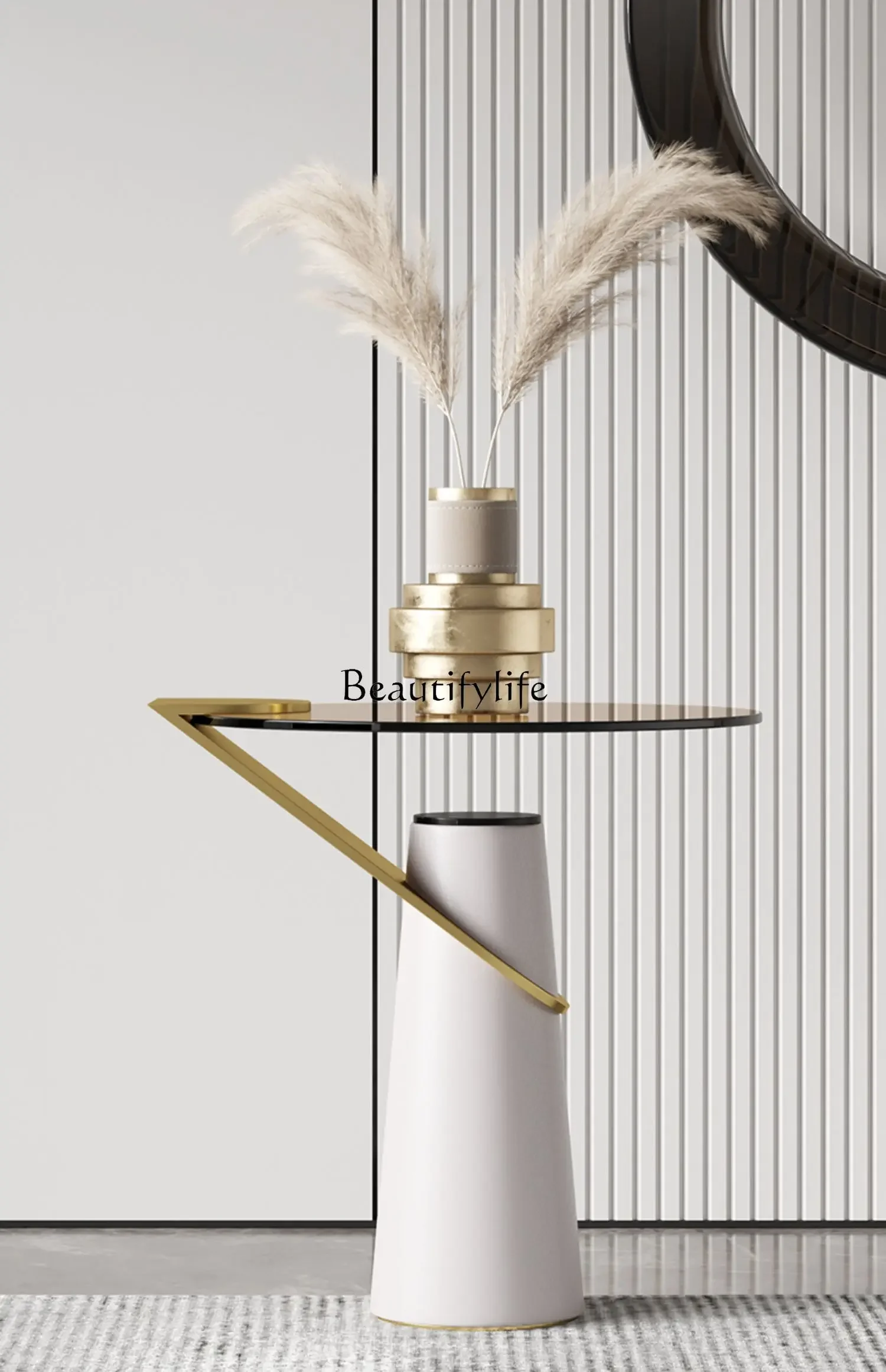 FG28Light Luxury Tempered Glass Tea Table Modern Minimalist Creative Designer Small round Table