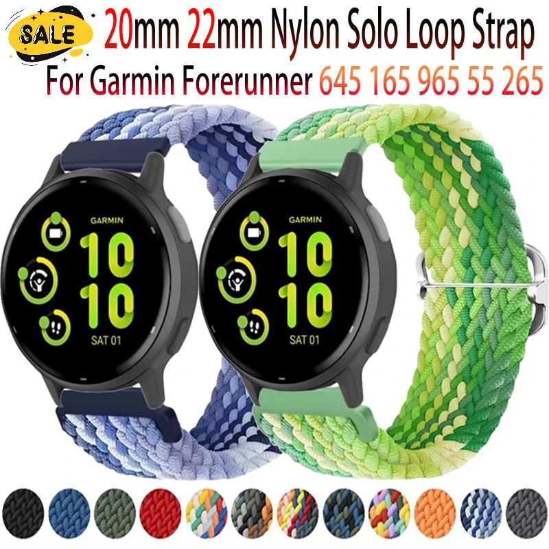 Нейлоновый ремешок с одинарной петлей 20 мм 22 мм для Garmin Forerunner 265 55 965 165 645, спортивный плетеный браслет Garmin Venu 3 2/Active 5 Correa