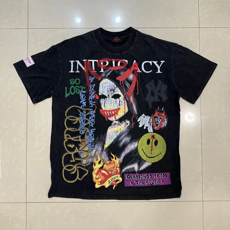 Футболка Lost Intricacy Lavender High Street с забавным портретом и граффити с принтом в стиле ретро, мужская и женская свободная футболка с короткими рукавами