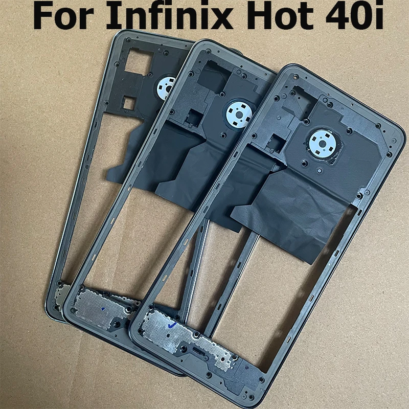 For Infinix Hot 40i Middle Frame LCD Front Bezel Faceplate Housing Chassis + Volume Button Repair Parts Replacement