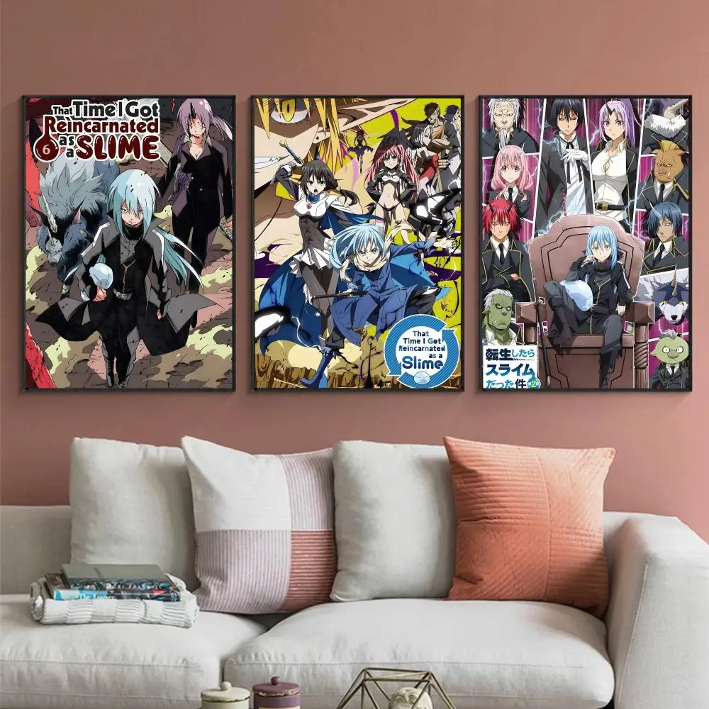 Hot TThat Time I Got Reincarnated as a Slimeew Poster Waterproof Self-Stick Durable Decor Ideal for Bedroom, Kitchen & Entryway