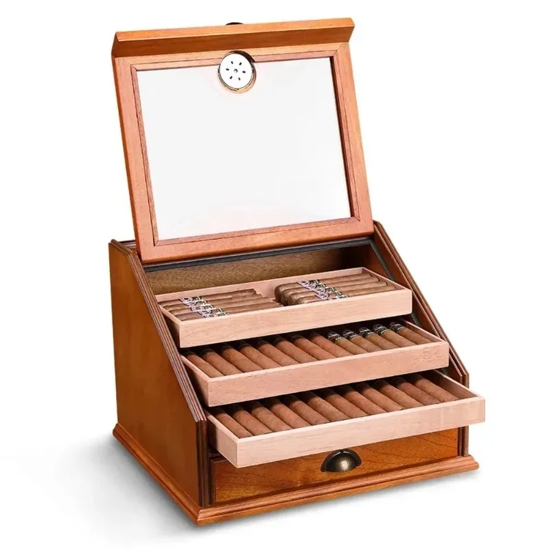 Vitrine Box met luchtbevochtiger en hygrometer groot