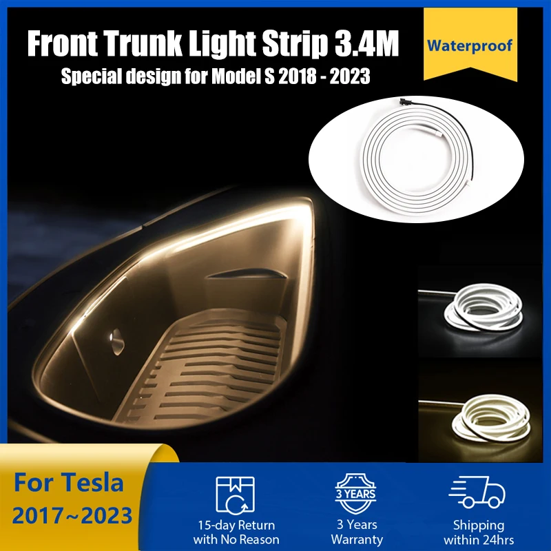 Front Trunk Brighten LED Frunk Light Strip Modified Ambient Camping Stal Lighting For Tesla Model 3 Y S X  Flexible 12V 2.6 3.4M