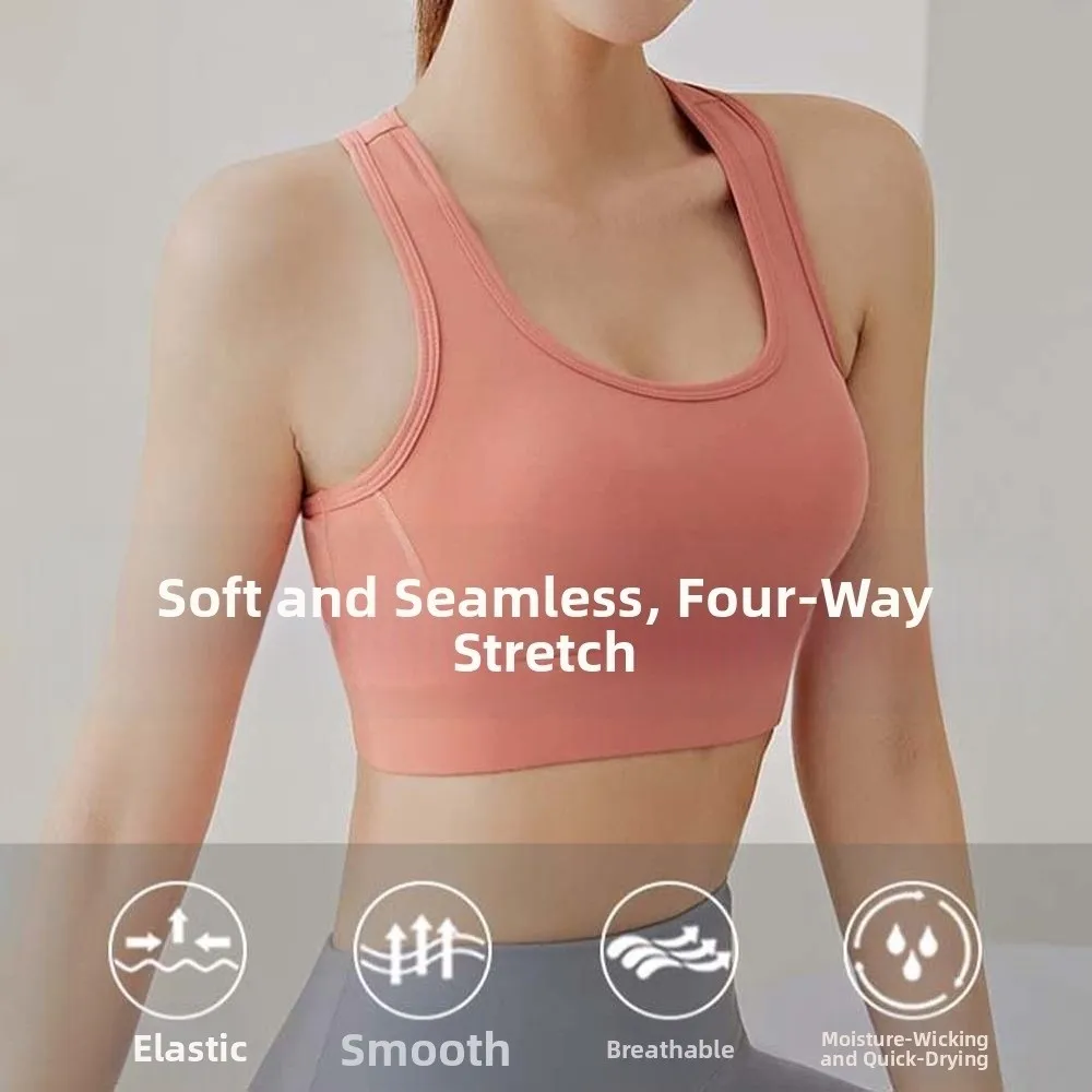 

Solid Color I-shaped Sports Bra Breathable Anti-shake Design Fitness Back-breasted Vest Moisture-Wicking Adjustable